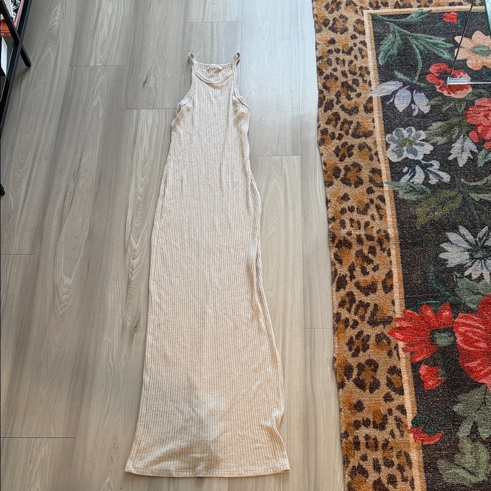 Reformation Cream Ribbed Maxi Dress